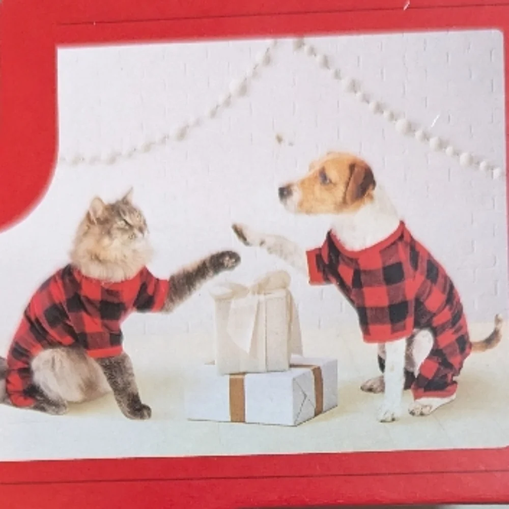 Wondershop Pet Pajamas small dog cat red black plaid p-003